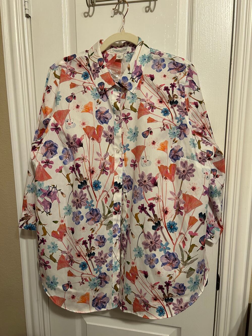 Coldwater Creek Bursts of Blooms No-Iron Tunic Blouse 18W